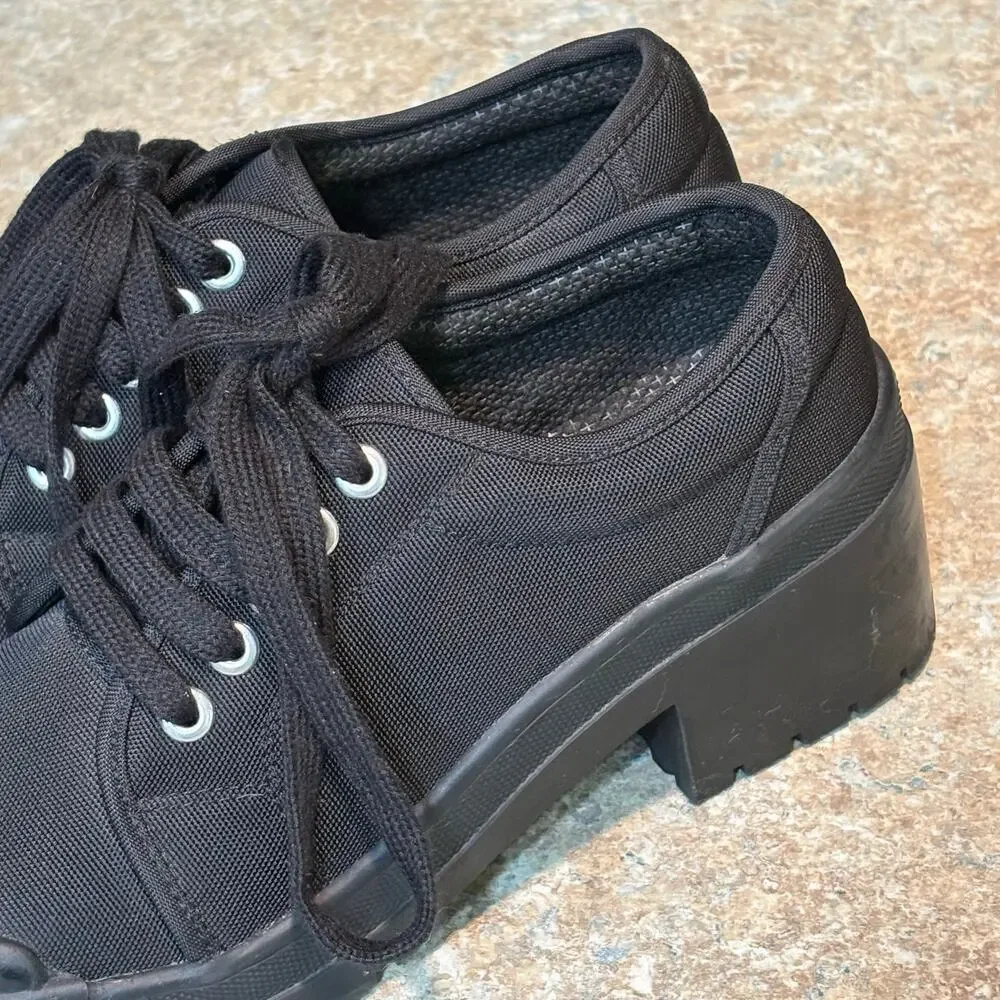 Jeffrey Campbell Black Punk Goth Lace Up Oxford Lug Platform Sneakers Size 6.5